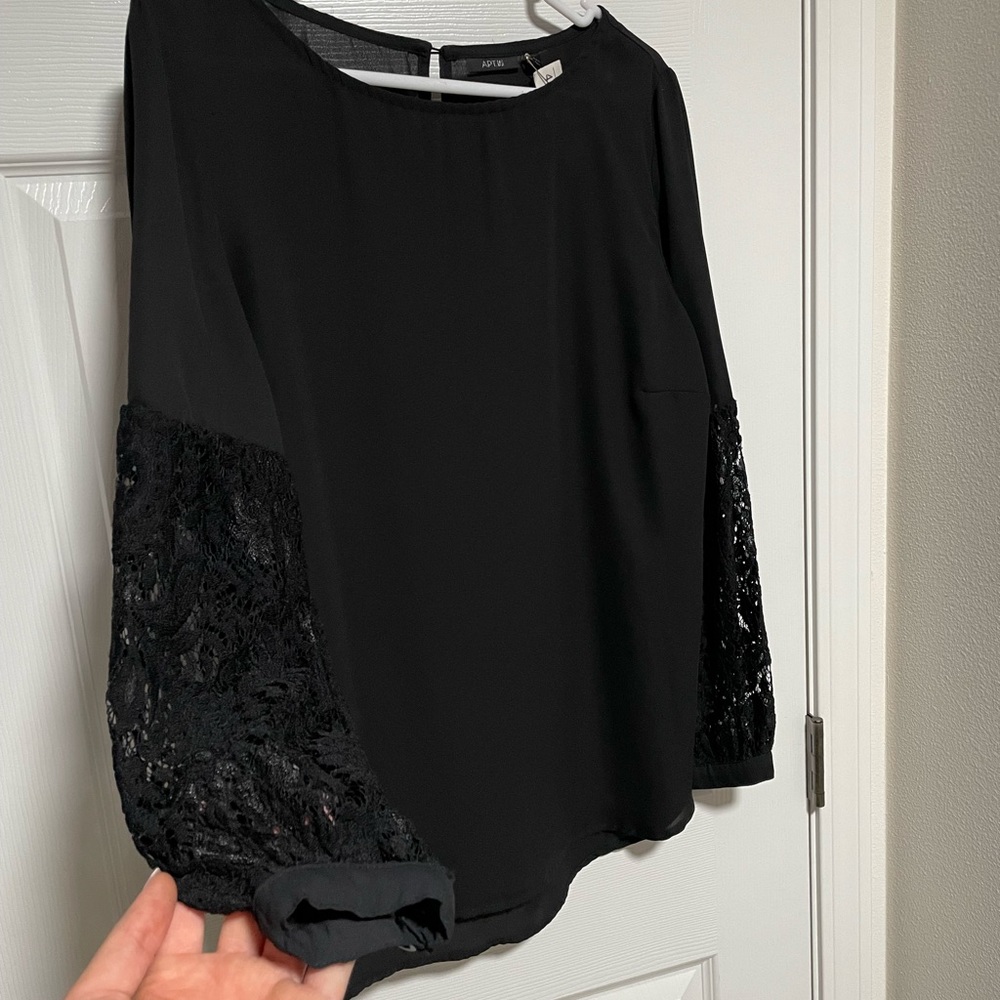 Black lace long sleeve blouse